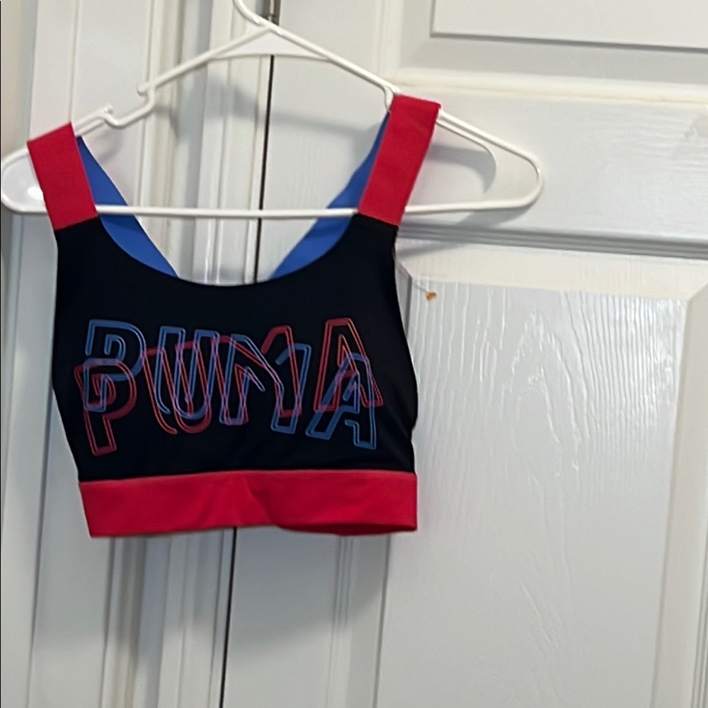 Puma Black and Red Sports Bra